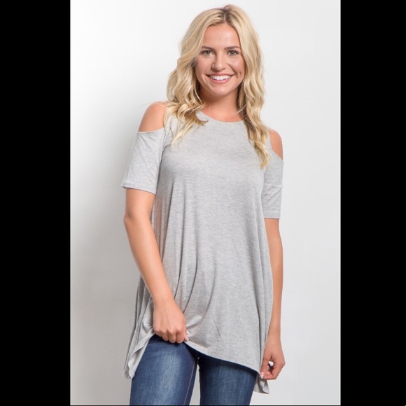 Grey Basic Cold Shoulder Tunic - Picture 5 of 7